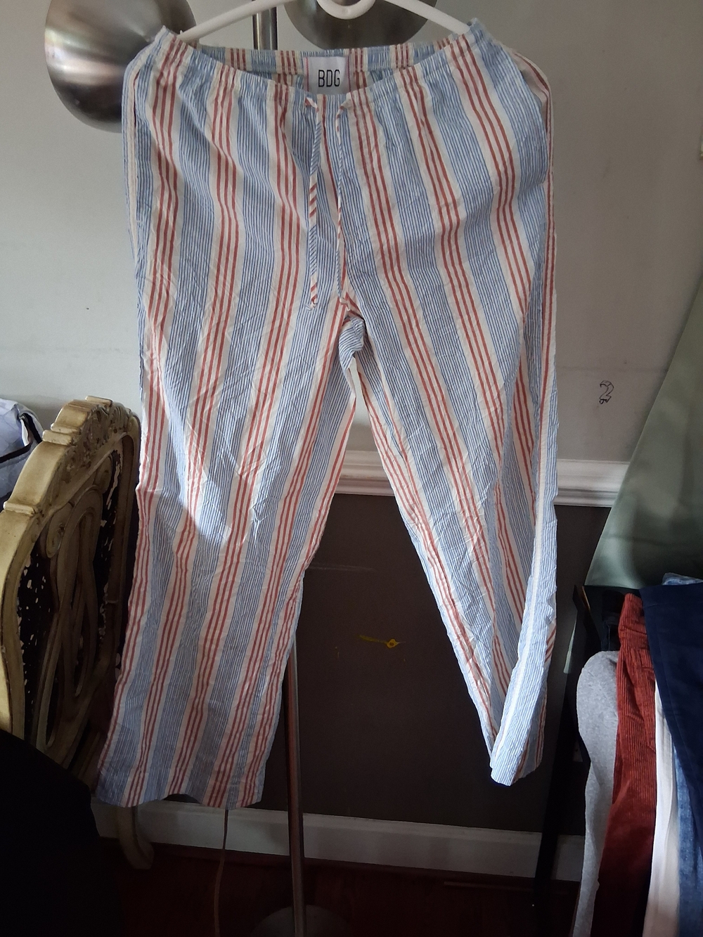 BDG Light Blue & Tan Striped Wide-Leg Drawstring Pants - Picture 3 of 8